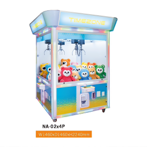 TIMEZONE NA-02X4P 4-Player Square Claw Machine – RGB LED Carousel Crane Arcade Machine for 4 Players
