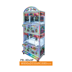 PB-40X4P 4-Player Double-Deck Claw Machine – Two-Tier Multi-Crane LED Arcade Machine