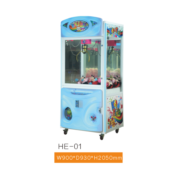 HE-01 Kids Play Claw Machine – Single-Player LED Glass Arcade Crane Game Machine for Sale