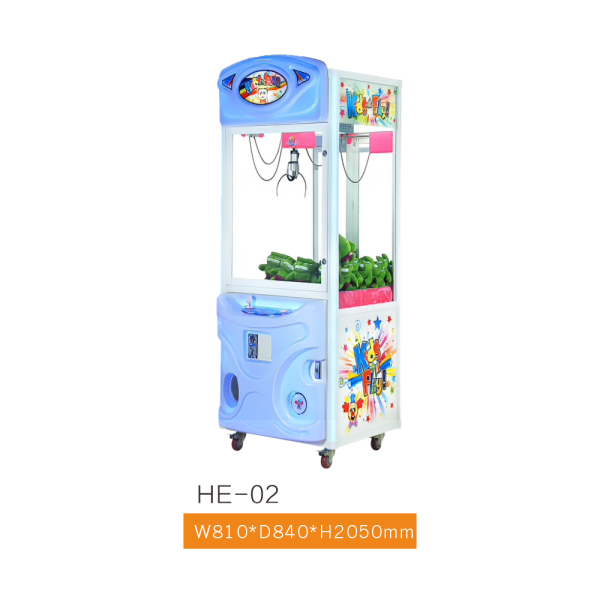 HE-02 Kids Play Slim Claw Machine – Compact Single-Player LED Crane Machine for Retail & FEC