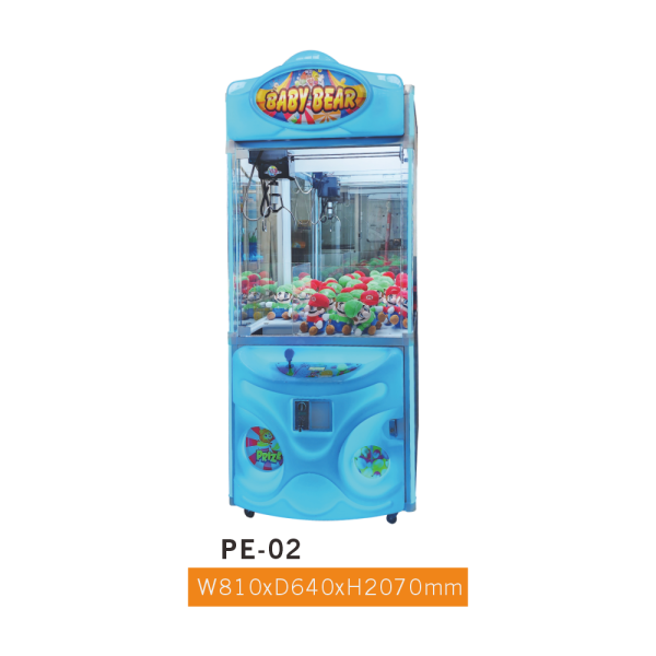 PE-02 Carnival Slim Claw Machine – Blue Circus-Theme LED Crane Machine for Retail & FEC