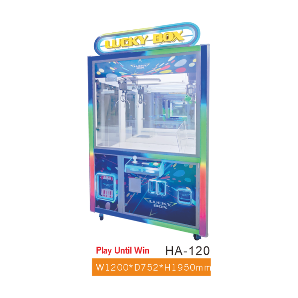 Lucky Box HA-120 Play-Until-Win Claw Machine – Dual-Crane LED Arcade Prize Machine for FEC