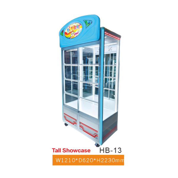 Tall Showcase HB-13 Prize Display Cabinet – LED Glass Showcase for Plush Toys & Prizes, Arcade Game Accessory