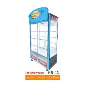 Tall Showcase_clean Tall Showcase HB-13 Prize Display Cabinet – LED Glass Showcase for Plush Toys & Prizes, Arcade Game Accessory