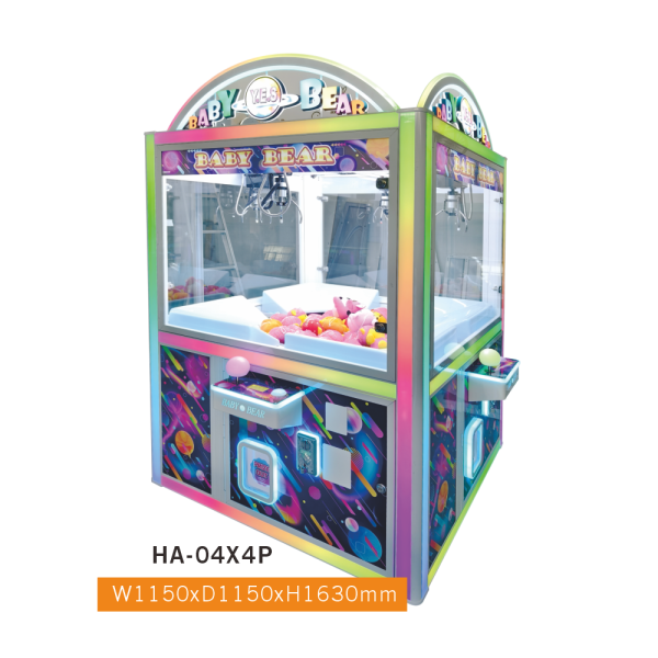 HA-04X4P Galaxy-Theme 4-Player Claw Machine – Multi-Player Square Crane Arcade with RGB LED Lighting